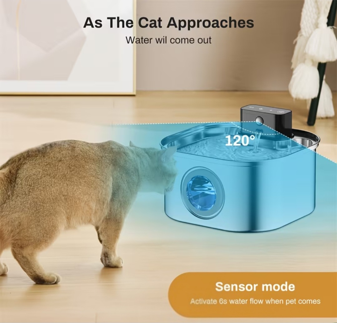 Rechargeable Stainless Steel Pet Water Fountain - Bilde 6