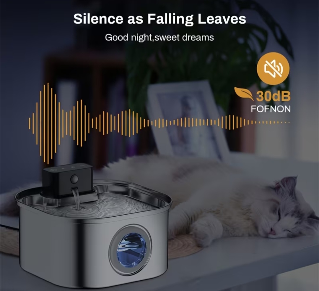 Rechargeable Stainless Steel Pet Water Fountain - Bilde 5